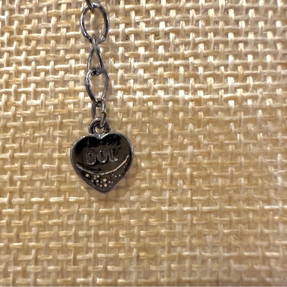 Glass Crystal bead necklace marked DOL, Black bead chain, green & blue crystals - Picture 14 of 14